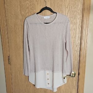 Ces Femme Cream Boxy Blouse with Buttoned Hem